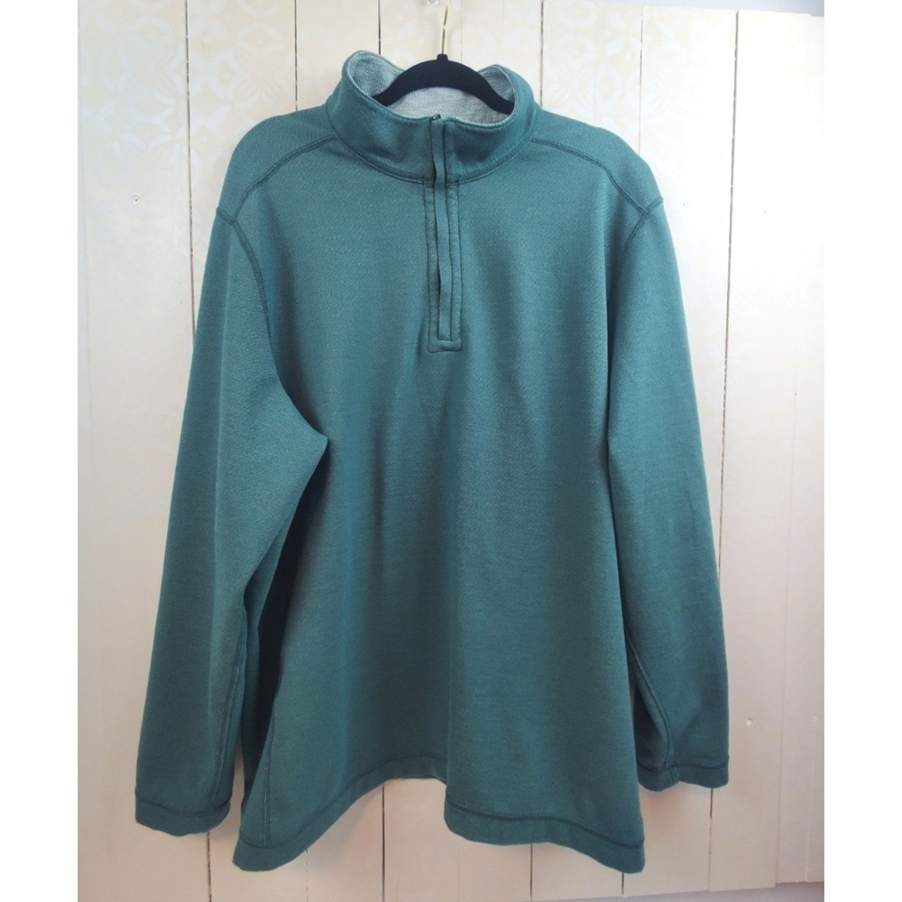 Tommy Bahama Reversible Quarter Zip Pullover Sweatshirt Green Chevron Mens XXL